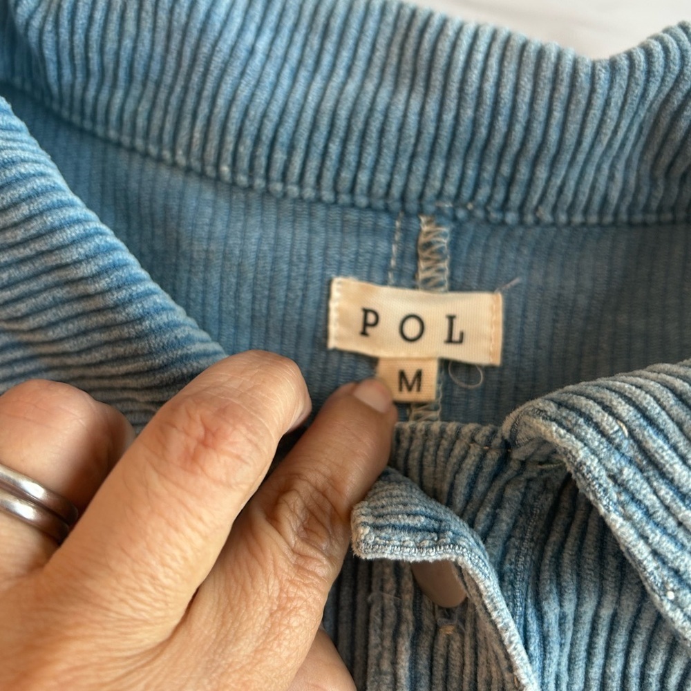 POL tweed and corduroy shacket size M neo-cowgirl has a few loose threads GUC - Picture 2 of 3